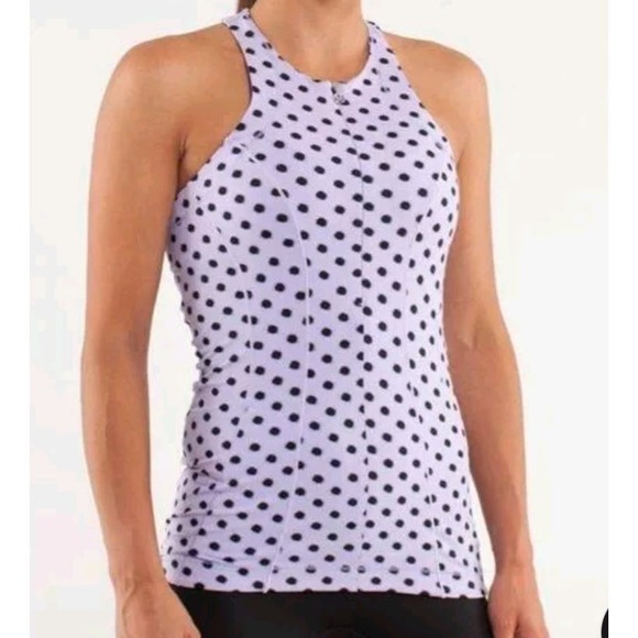 Lululemon 10 Womens Velo Vixen Sleeveless Jersey High Noon Dot Lilac / Black Top - Picture 4 of 16